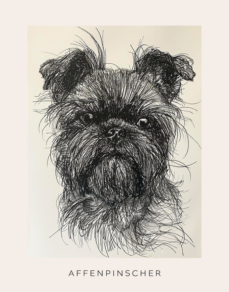 Affenpinscher Dog Line Sketch Poster