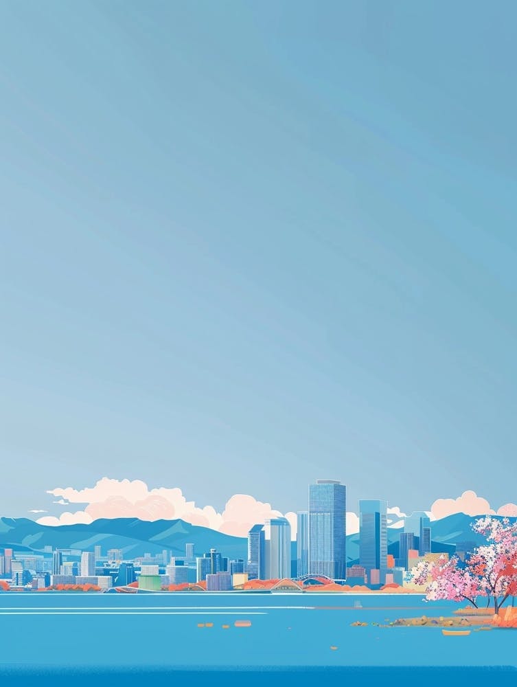 Fukuoka Japan 1 Colourful Illustration