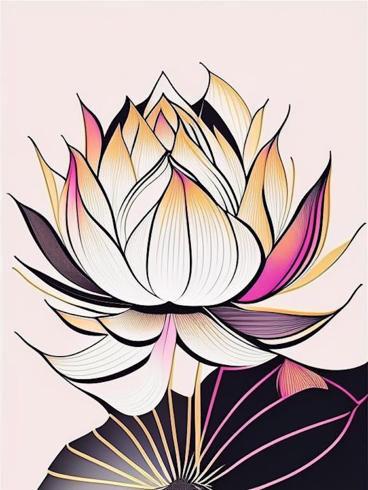 Lotus Flower Pattern Abstract Line Drawing 1