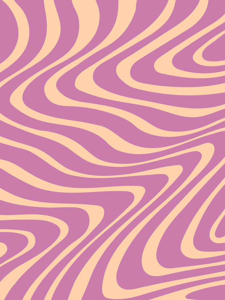 Peach and Purple Abstract Wavy Stripes