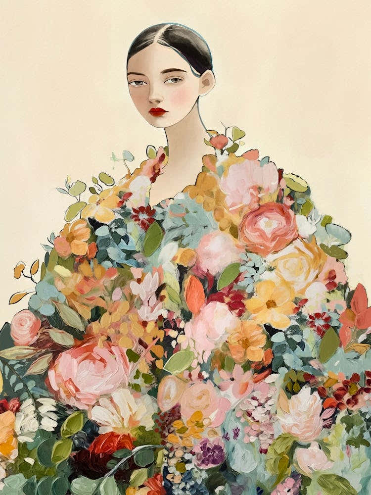 Woman With Floral Dress Modern