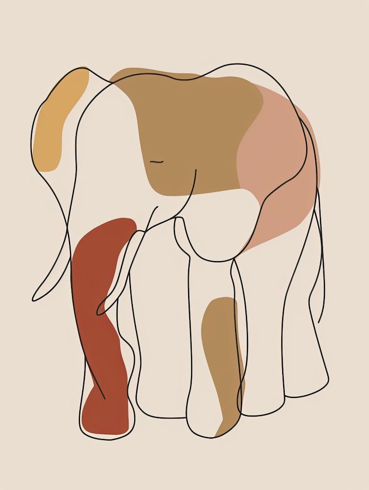 Elefant - Boho, Linienkunst 4