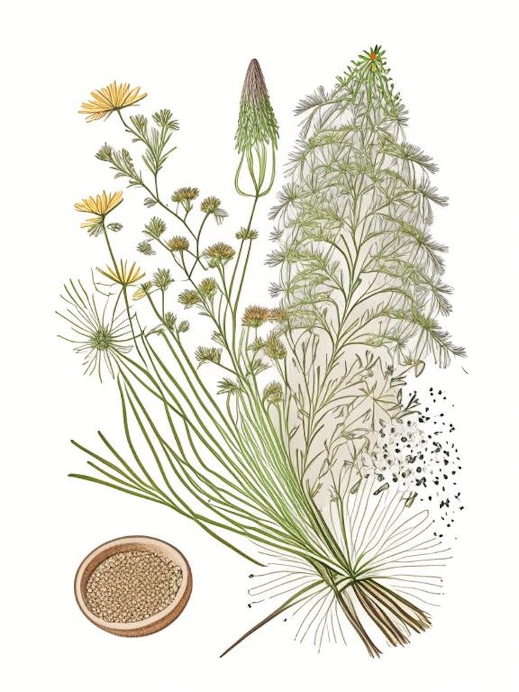 Kümmelgewürze und Kräuter Bleistiftillustration 3
