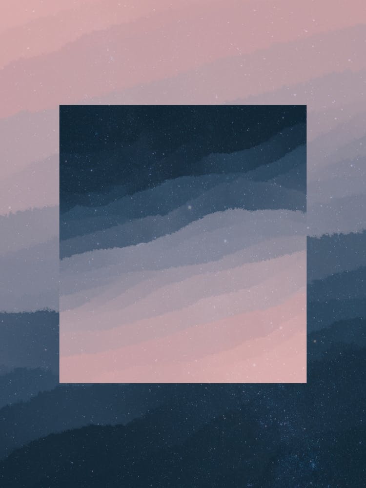 Abstract Minimal Art watercolor Blue and purple waves