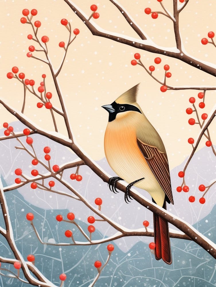 Bird Illustration Cedar Waxwing 3
