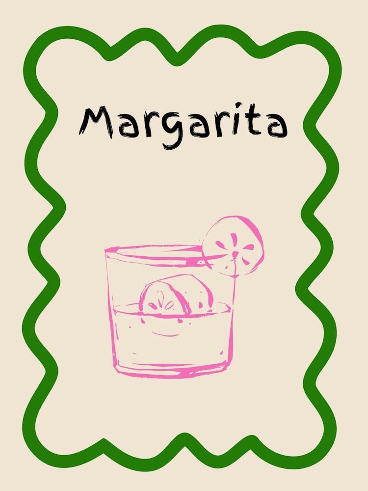 Margarita Doodle Poster Green & Pink