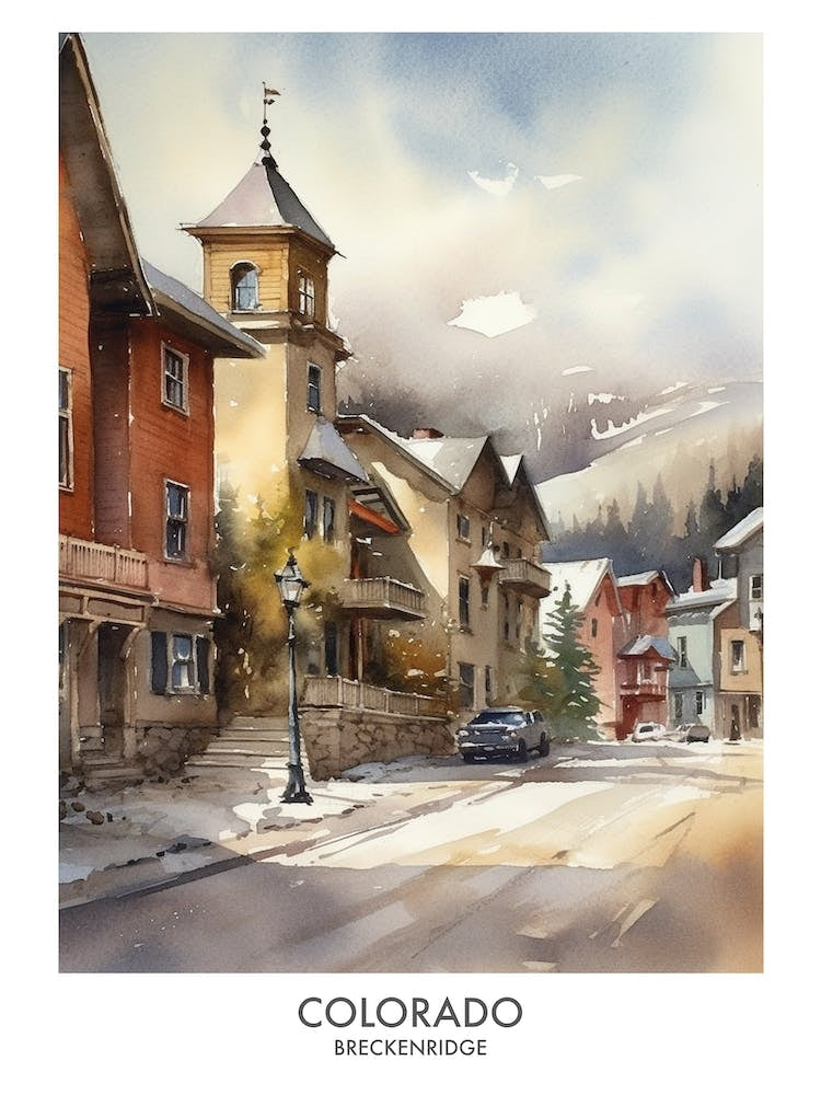 Breckenridge Colorado 1 Watercolor Travel Poster