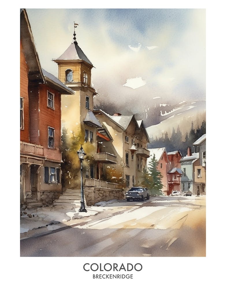 Breckenridge Colorado 1 Watercolor Travel Poster