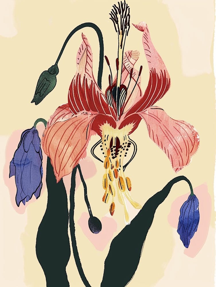 Bunte Blumenillustration Tränendes Herz 5