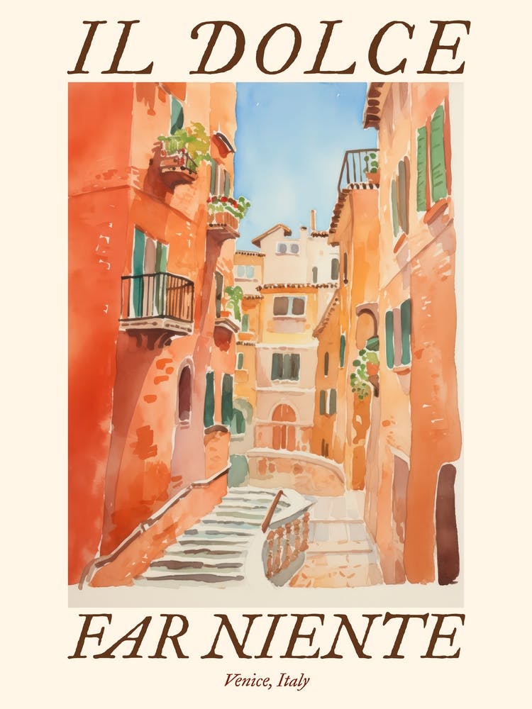 Il Dolce Far Niente Venedig, Italien Aquarellstraßen 3 Poster