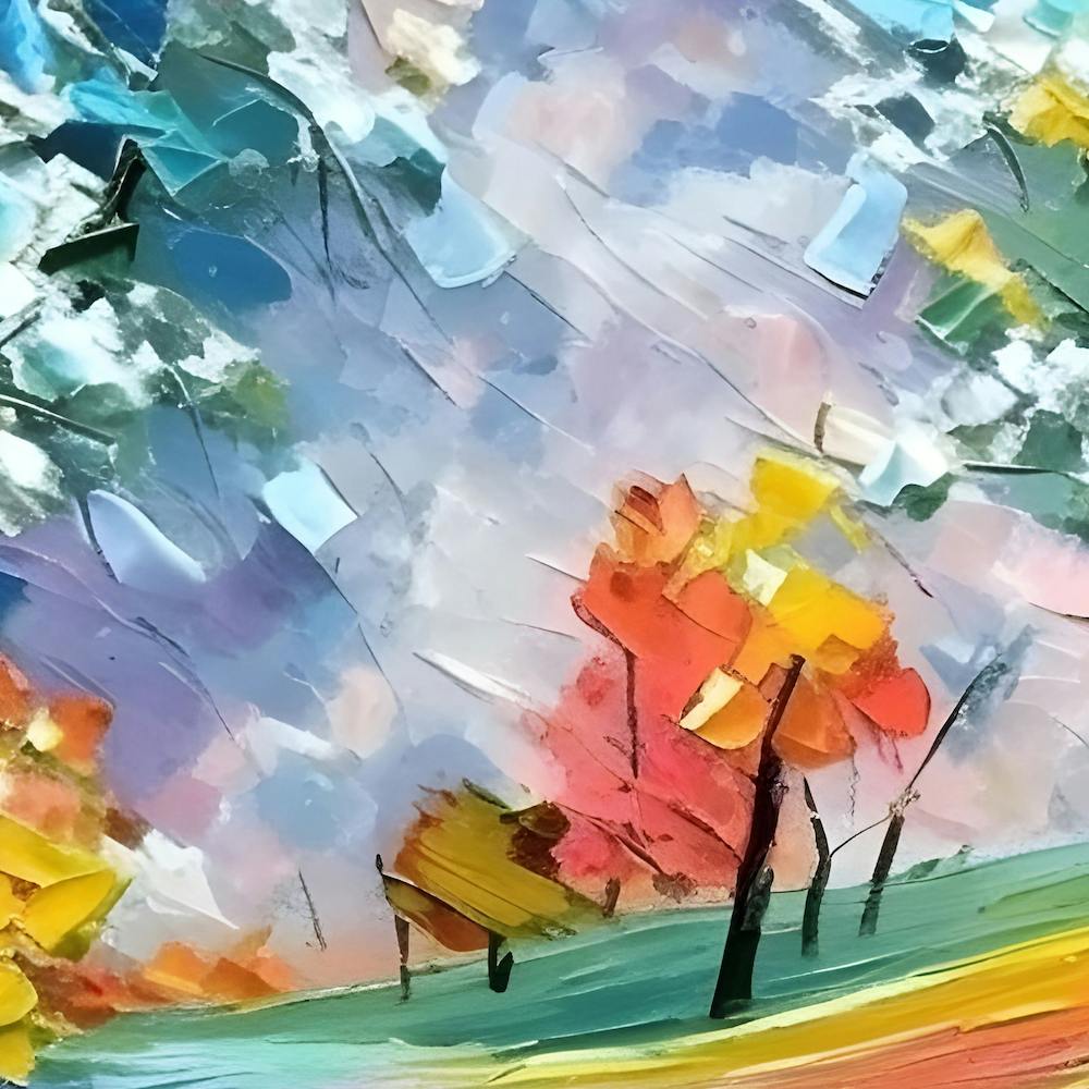 Colourful Square Abstract Painting - Whatever The Weather 2