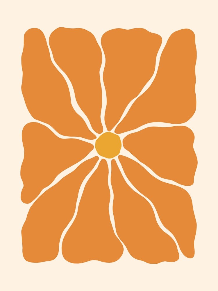 Abstract Flower 01 - Vibrant Orange