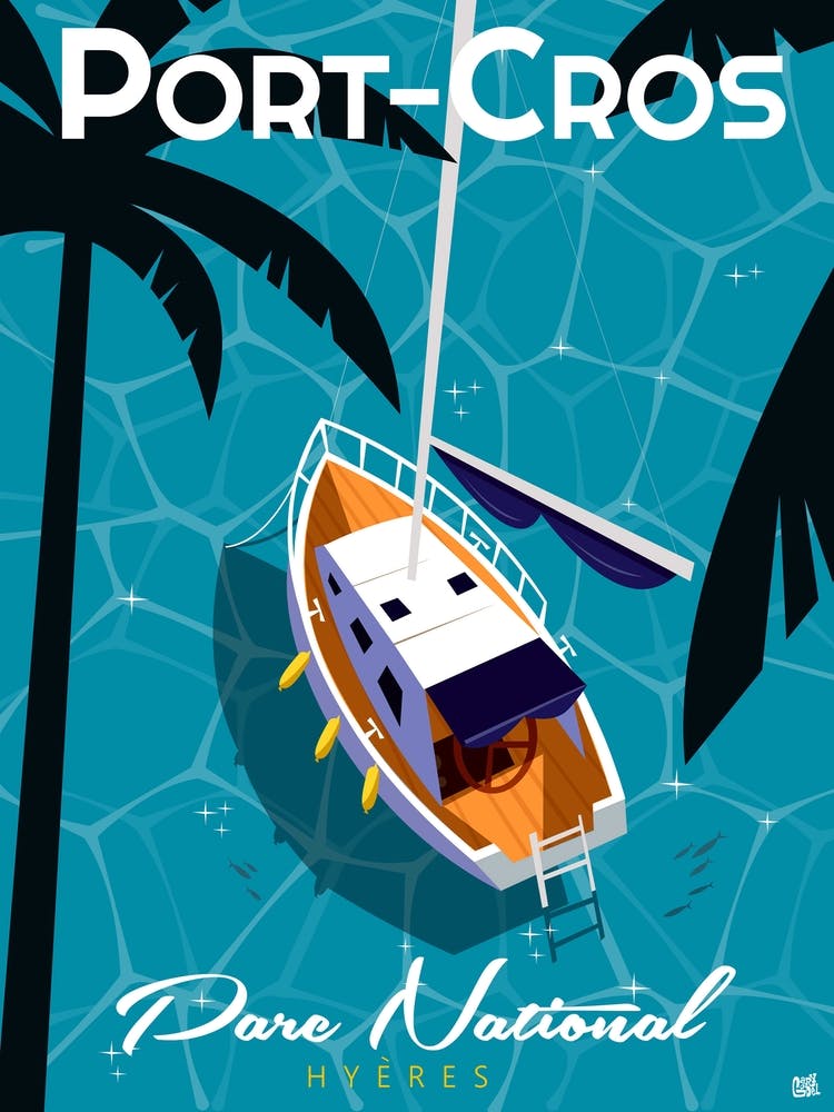 Port Cros Poster Blue