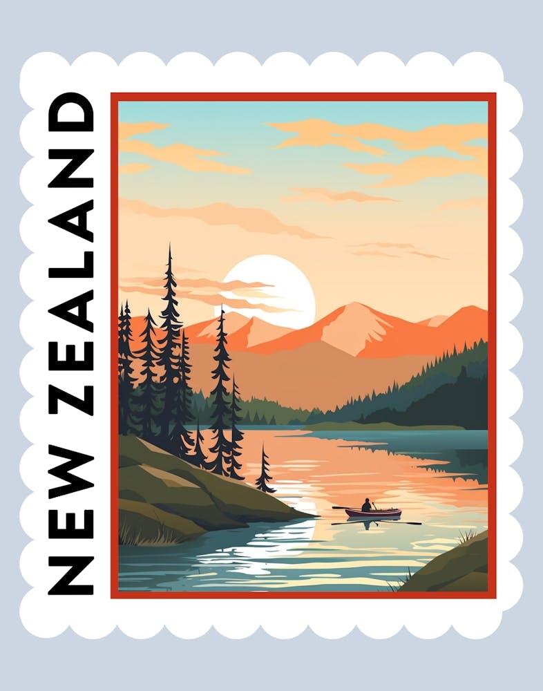 New Zealand 1 Travel Stamp Poster