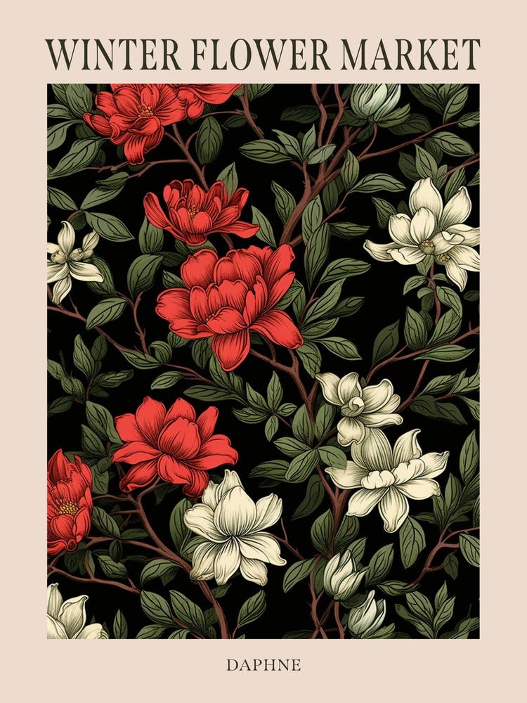 Daphne 4 Winter Flower Market Poster