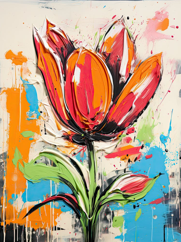 Neo-Expressionist Oasis: Tulip Floral Dreamscape
