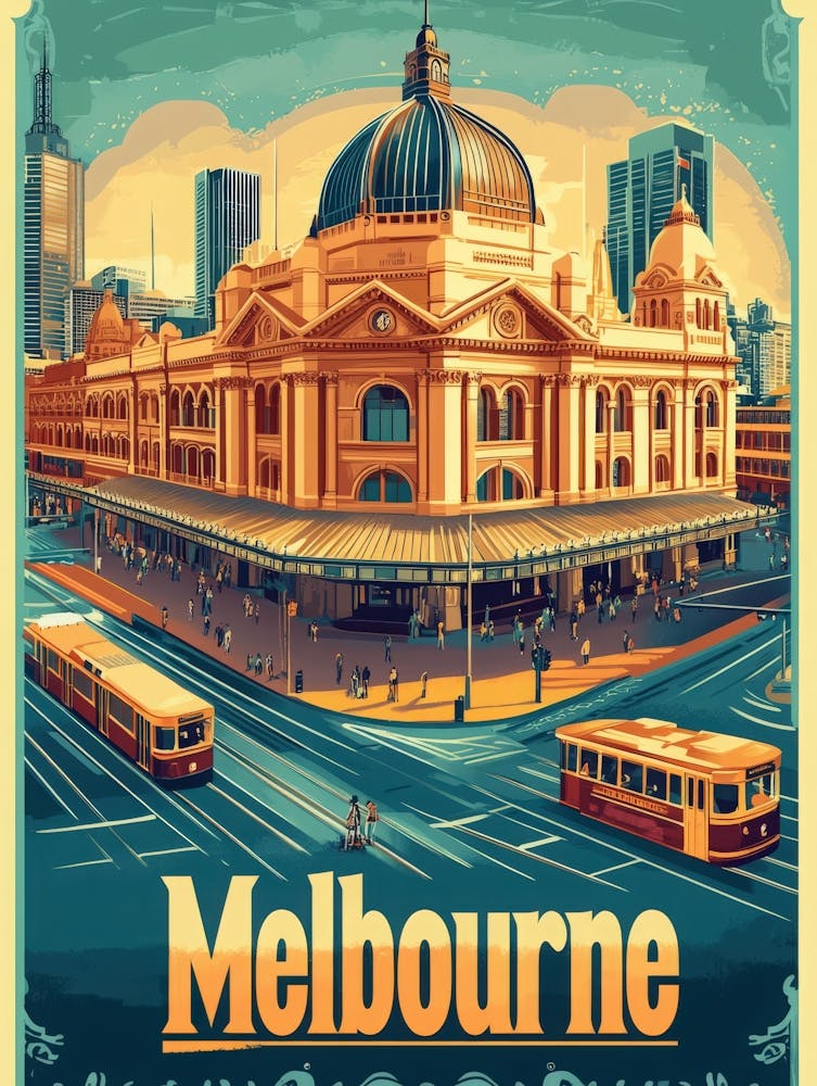 Aihrgdesign A Vintage Travel Poster Of Melbourne