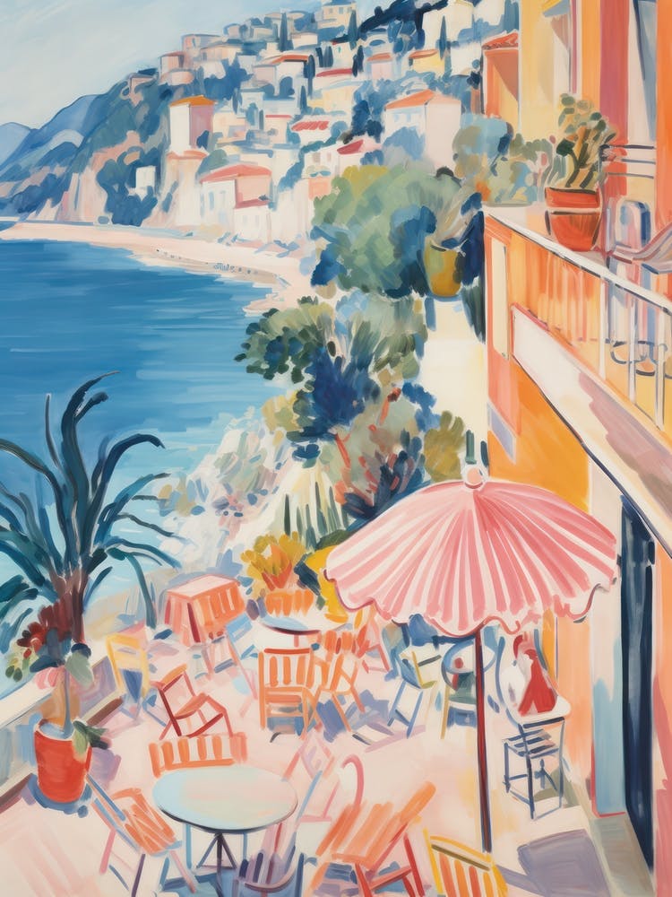 Cinque Terre   Italy Beach Club Lido Watercolour 4