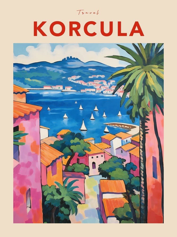 Korcula Croatia 2 Fauvist Travel Poster