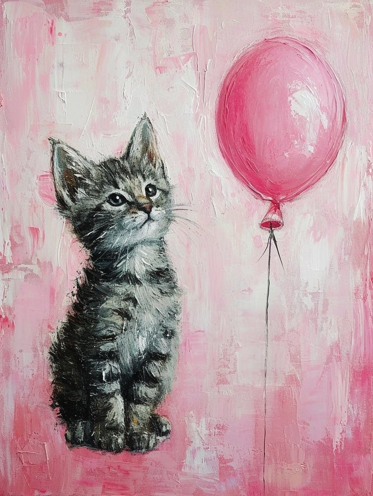 Cute Cat 4 With Balloon