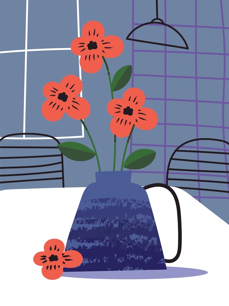 Vase Of Flowers Retro