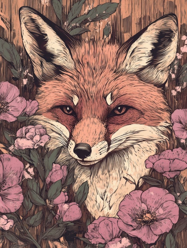 Fox In Flowers 3