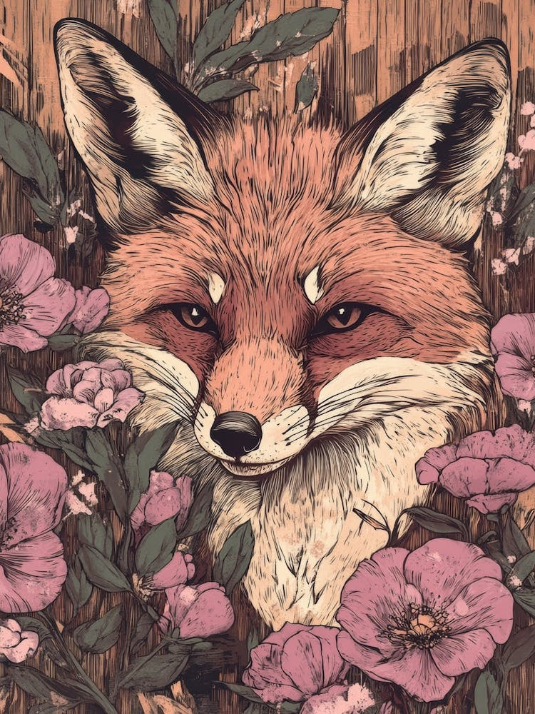 Fox In Flowers 3
