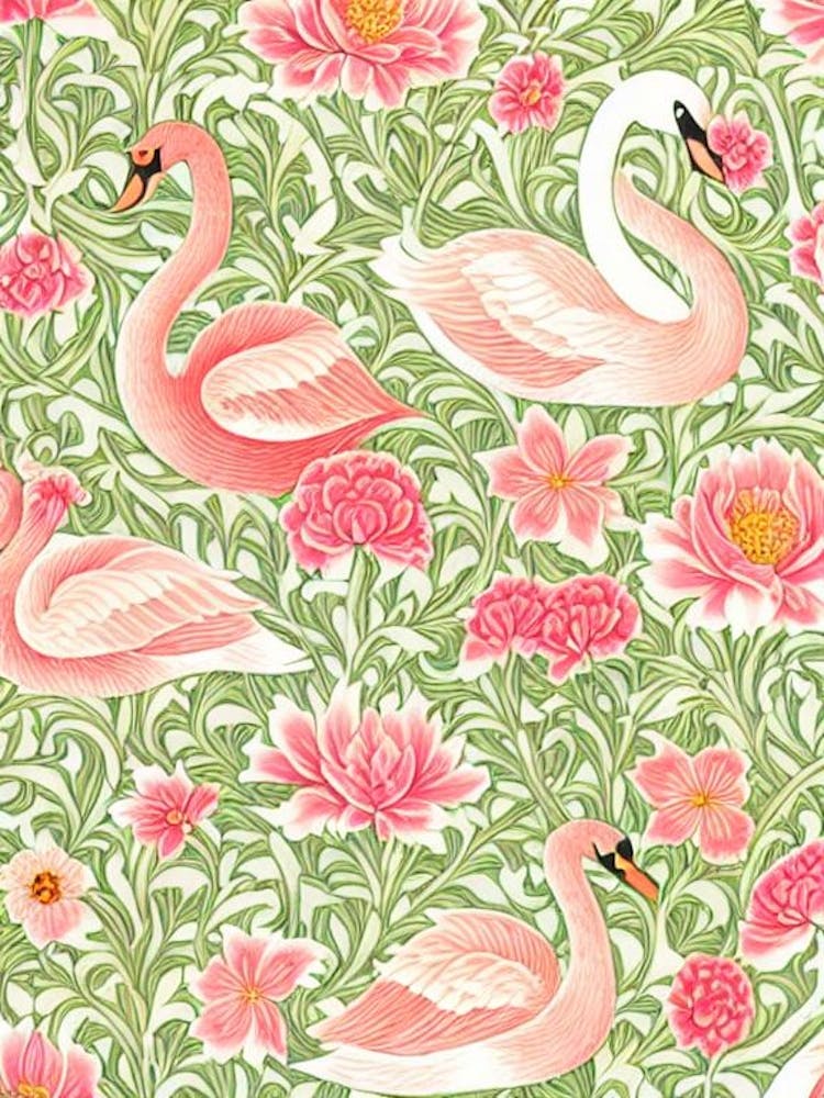 Swan William Morris Style Bird