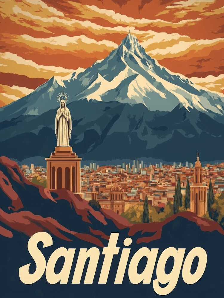 Aihrgdesign A Retro Travel Poster For Santiago