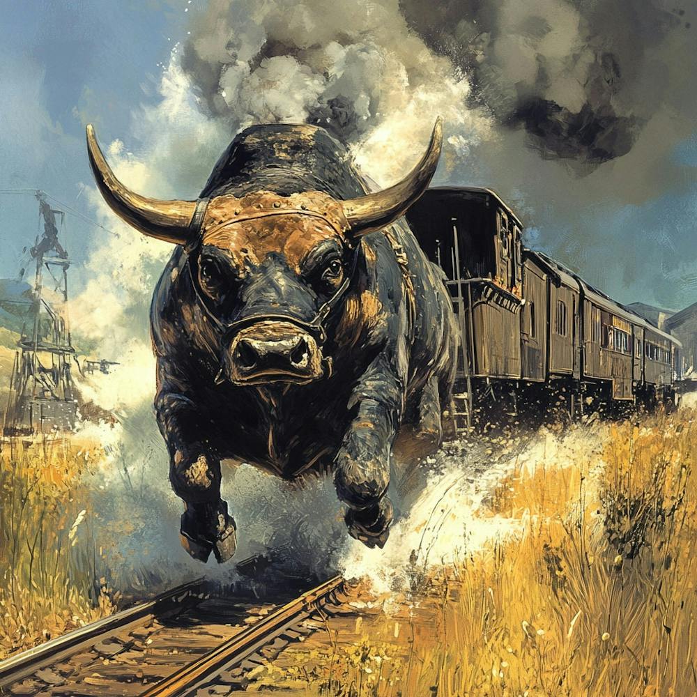 Bull On A Train