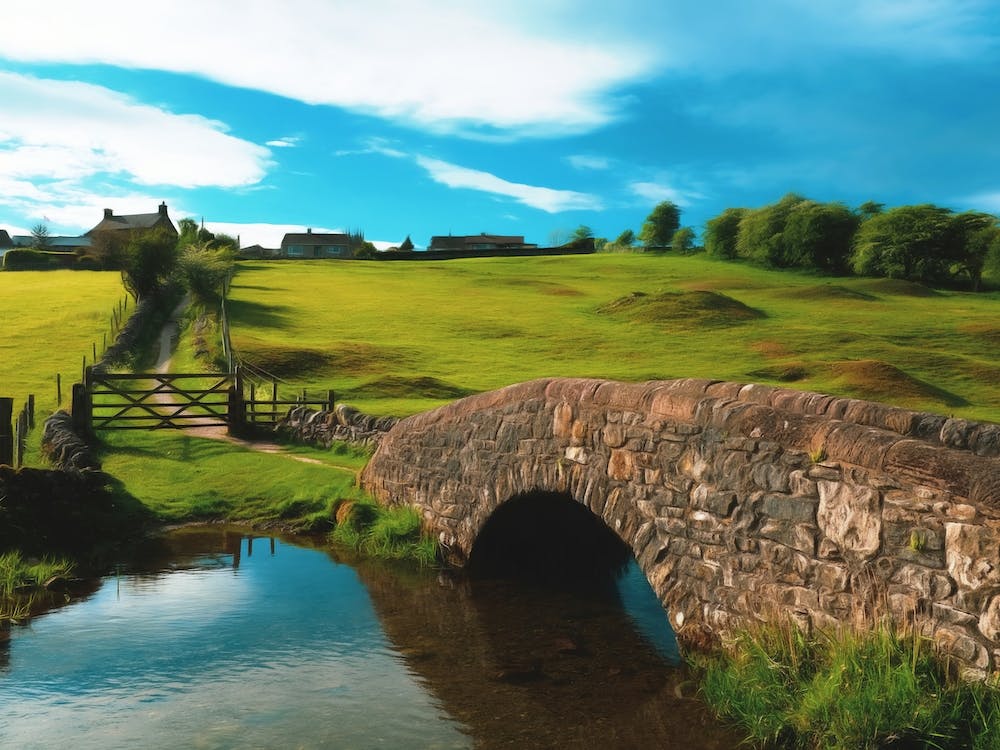 Stone Bridge Over A Stream
