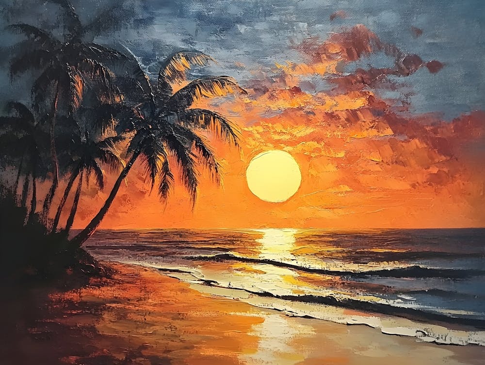 Island Sunset In Acrylic