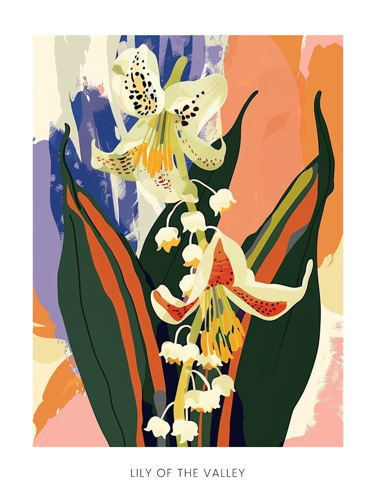 Colourful Flower Illustration Poster Lily Of The Valley 4