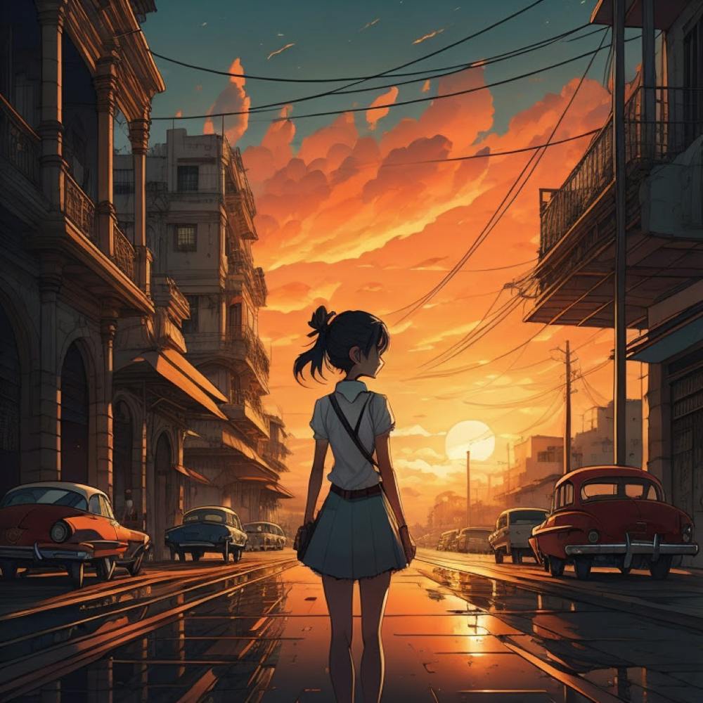 Sunset Girl in Havana