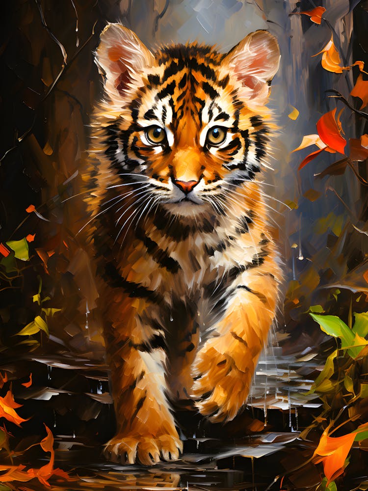 Tiger Cub In The Forest
