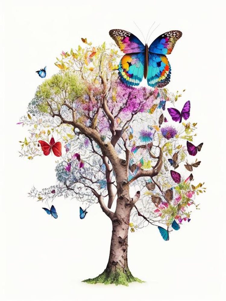 Butterfly In Tree Decoupage 1