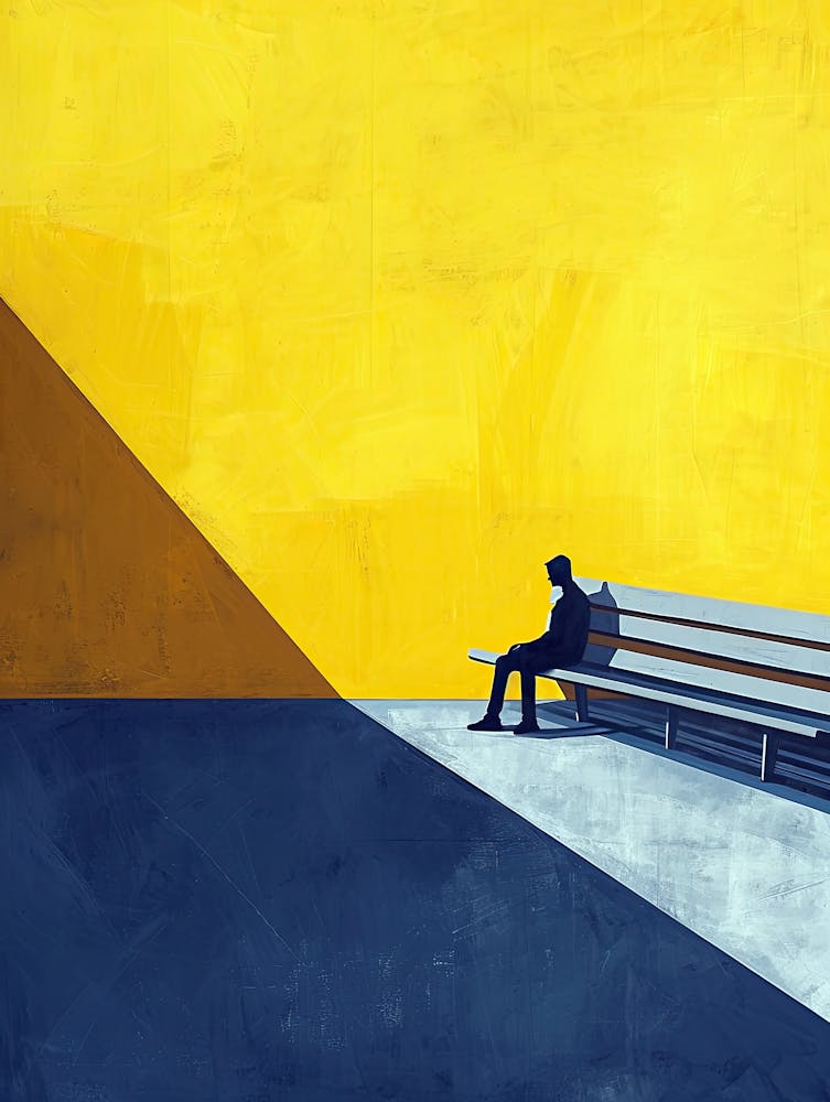 Man Sitting On A Bench, Minimalism