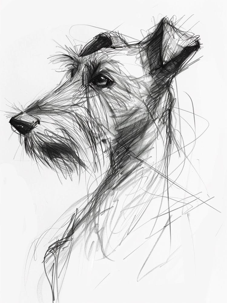 Irish Terrier Dog Charcoal Line 2
