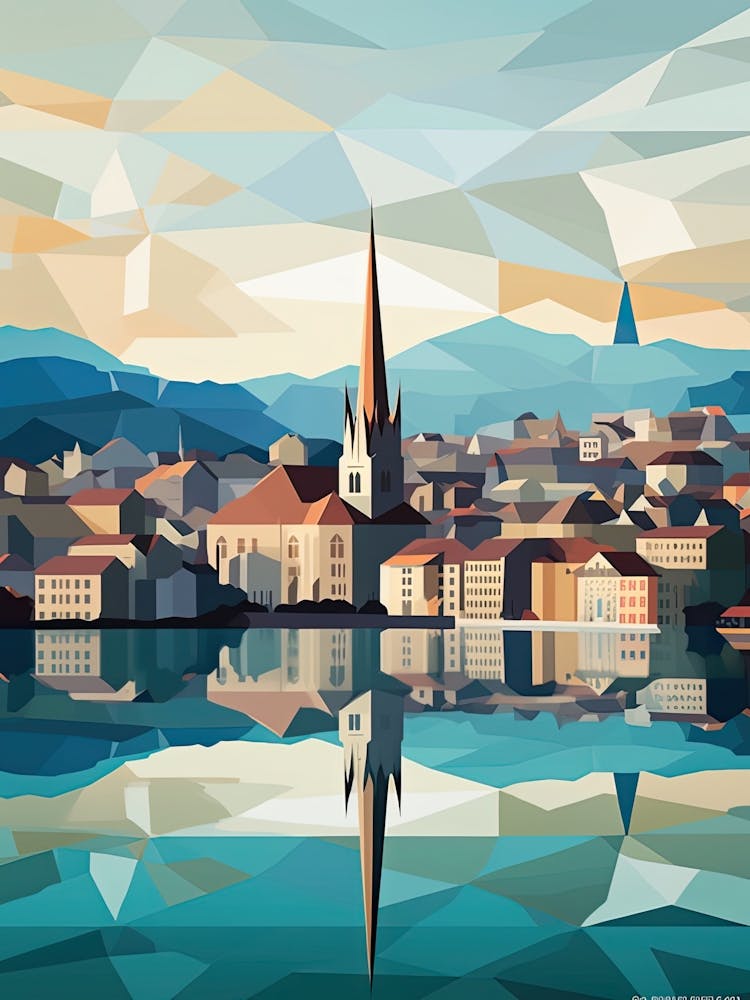 Zurich, Switzerland, Geometric Illustration 4
