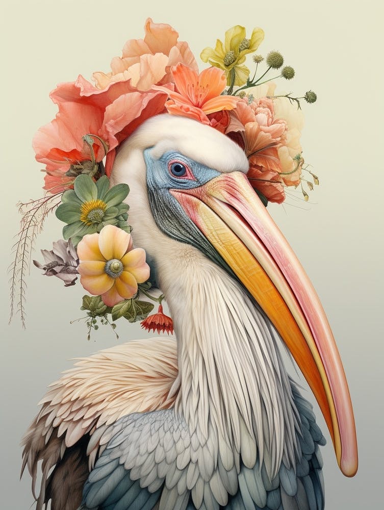 Bird With A Flower Crown Pelican 3