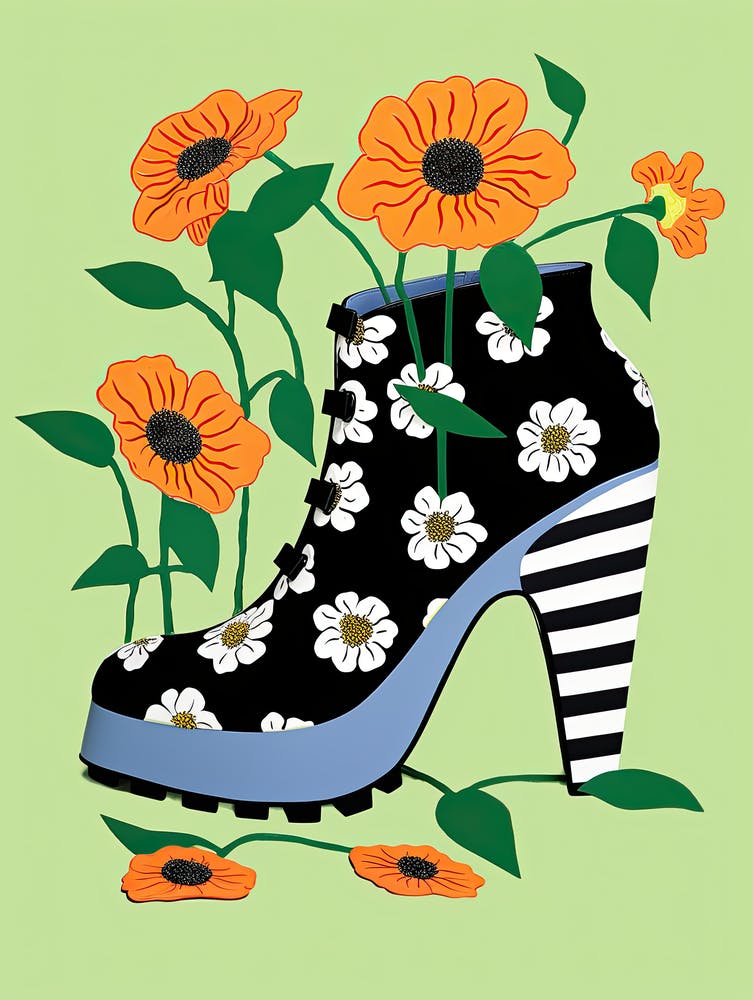 Flower Power Stride: Woman's Shoe Garden