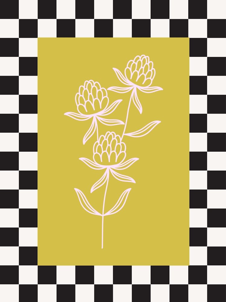 Modern Checkered Flower Poster  16