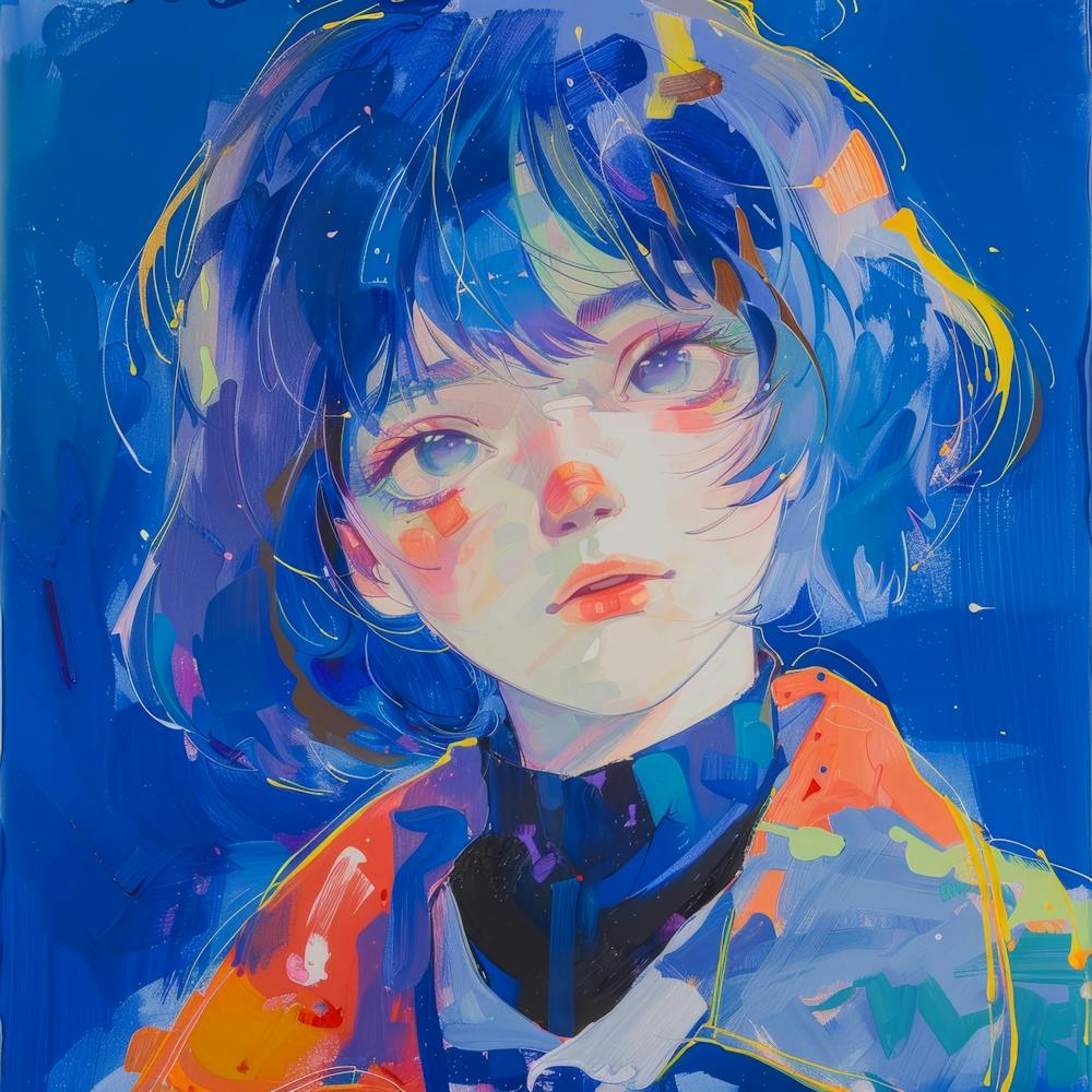 Anime Girl With Blue Hair