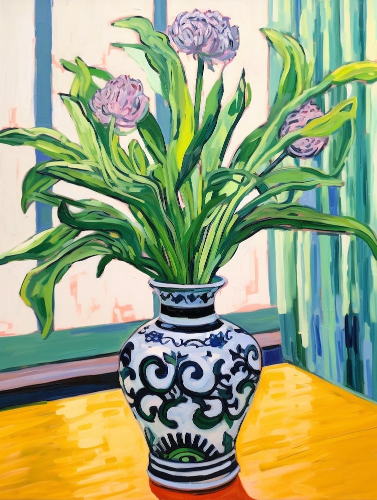 Flowers In A Vase Still Life Painting Purple Flowers