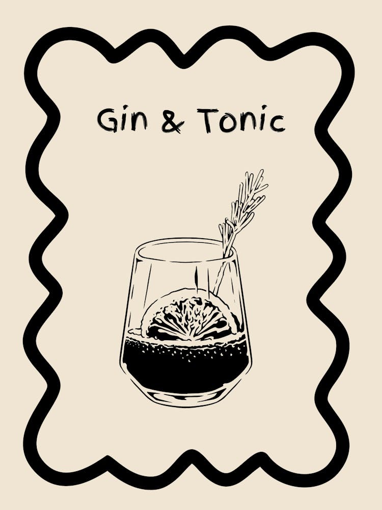 Gin & Tonic Doodle Poster S/W
