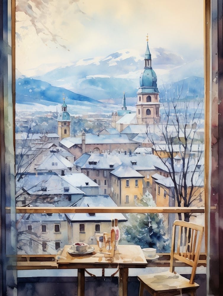 Winter Cityscape Salzburg Austria 2