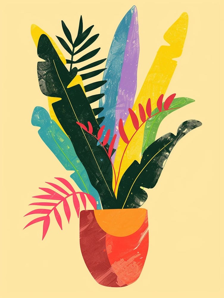 Croton Plant Minimalist Illustration 8