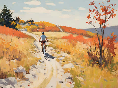Cyclist Riding On A Dirt Road - expressionism 1