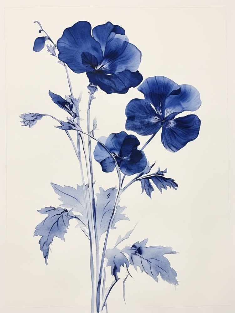 Blue Botanical Wild Pansy 2