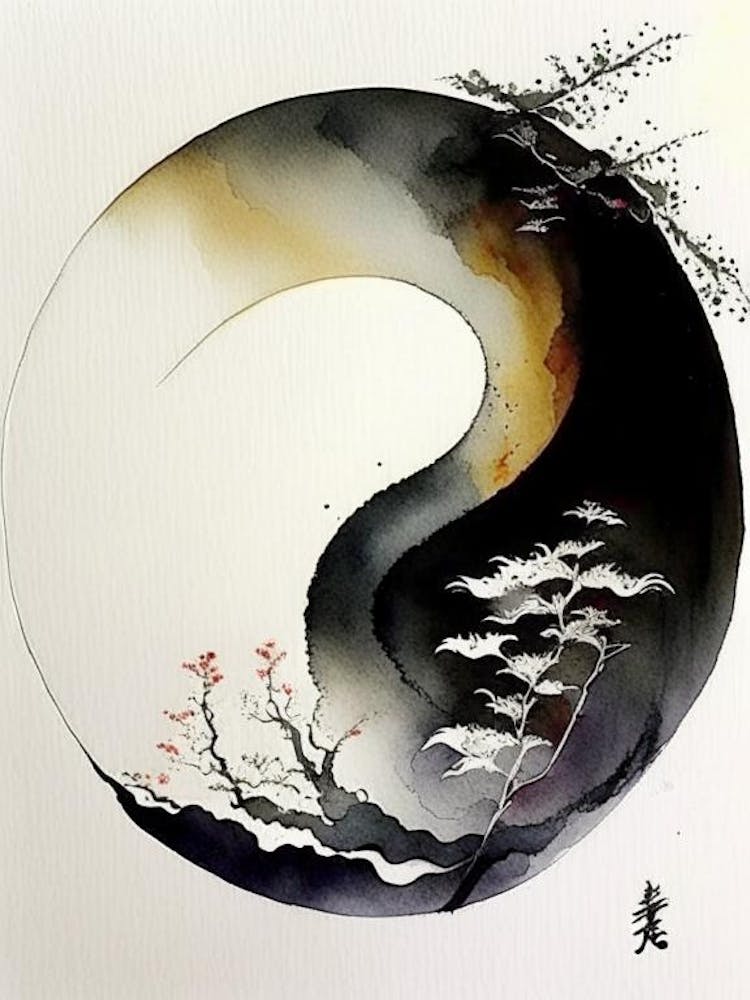 Repeat 7 Yin And Yang Japanese Ink